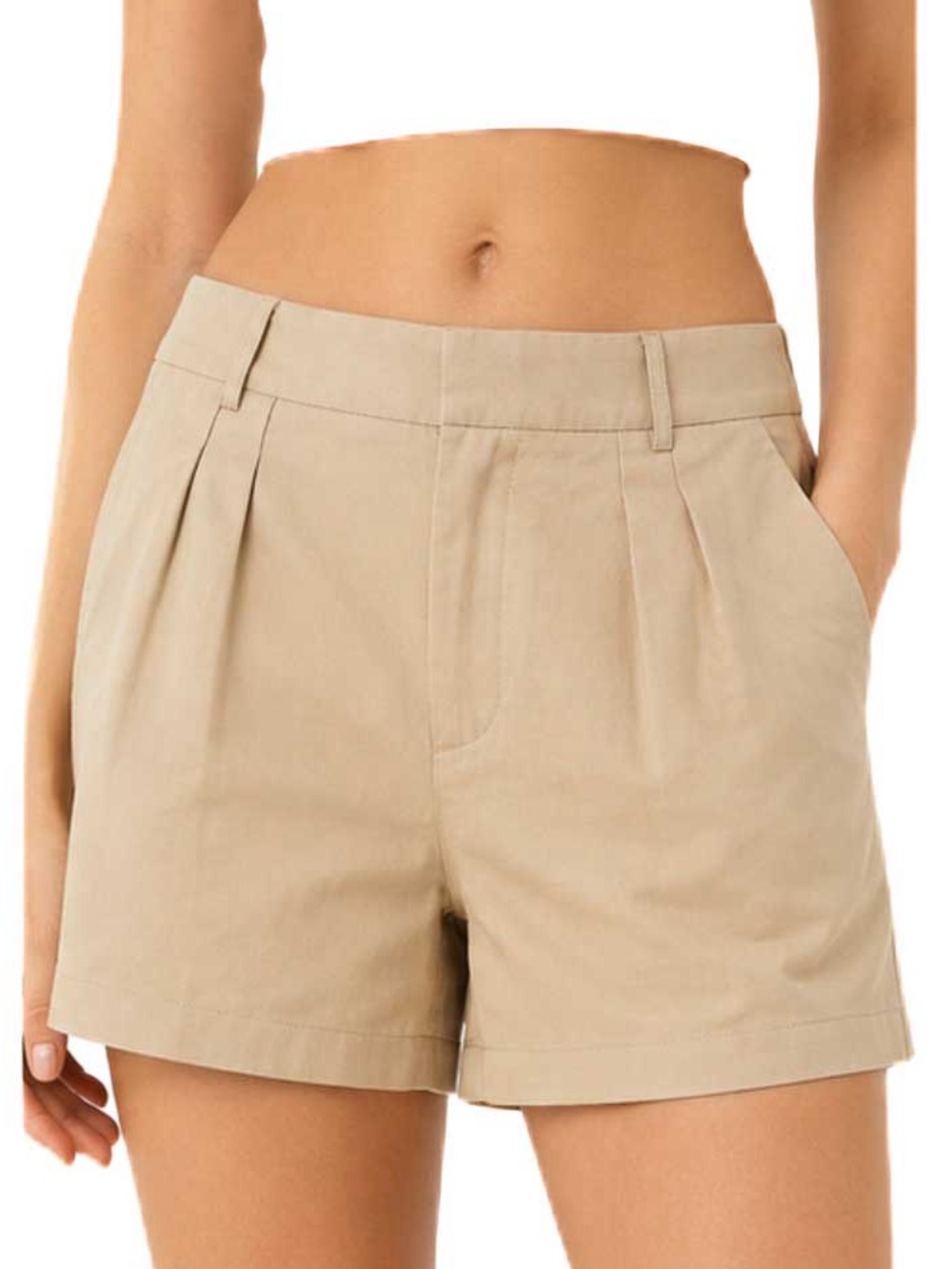 NEW - OGL Sandwashed Modal High-Rise A-Line Pleated Shorts in Beige – Size XL